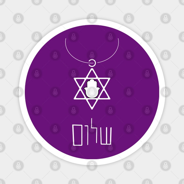 Mock Jewish Necklace - Star of David, Hamsa & Hebrew "Shalom" Magnet by JMM Designs
